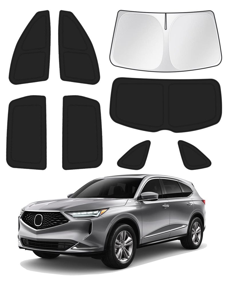 Canvcle Sunshade for 2021-2025 2026 Acura MDX Accessories Windshield Sun Shade Side Rear Window Shade Cover Sun Visor Shield Privacy Protection Keep Vehicle Cool Black 8PCS - Image 1